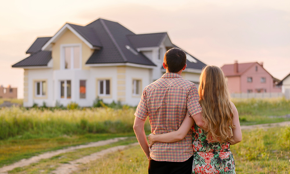 young couple home